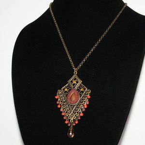 Beautiful bronze and red necklace 24"